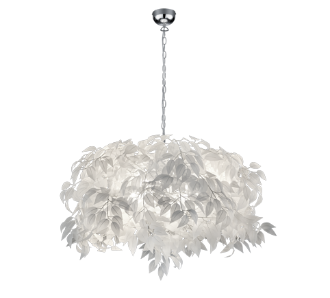 Lampada Sospensione Interno 4 Luci Elegante con Foglie Cromo Leavy GD Trio