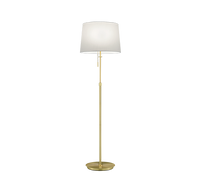 Lampada Piantana 3 Lampadine Ottone Paralume Bianco Regolabile Lyon GD Trio