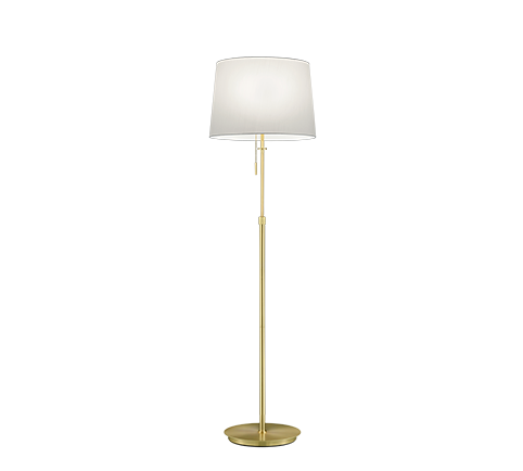 Lampada Piantana 3 Lampadine Ottone Paralume Bianco Regolabile Lyon GD Trio