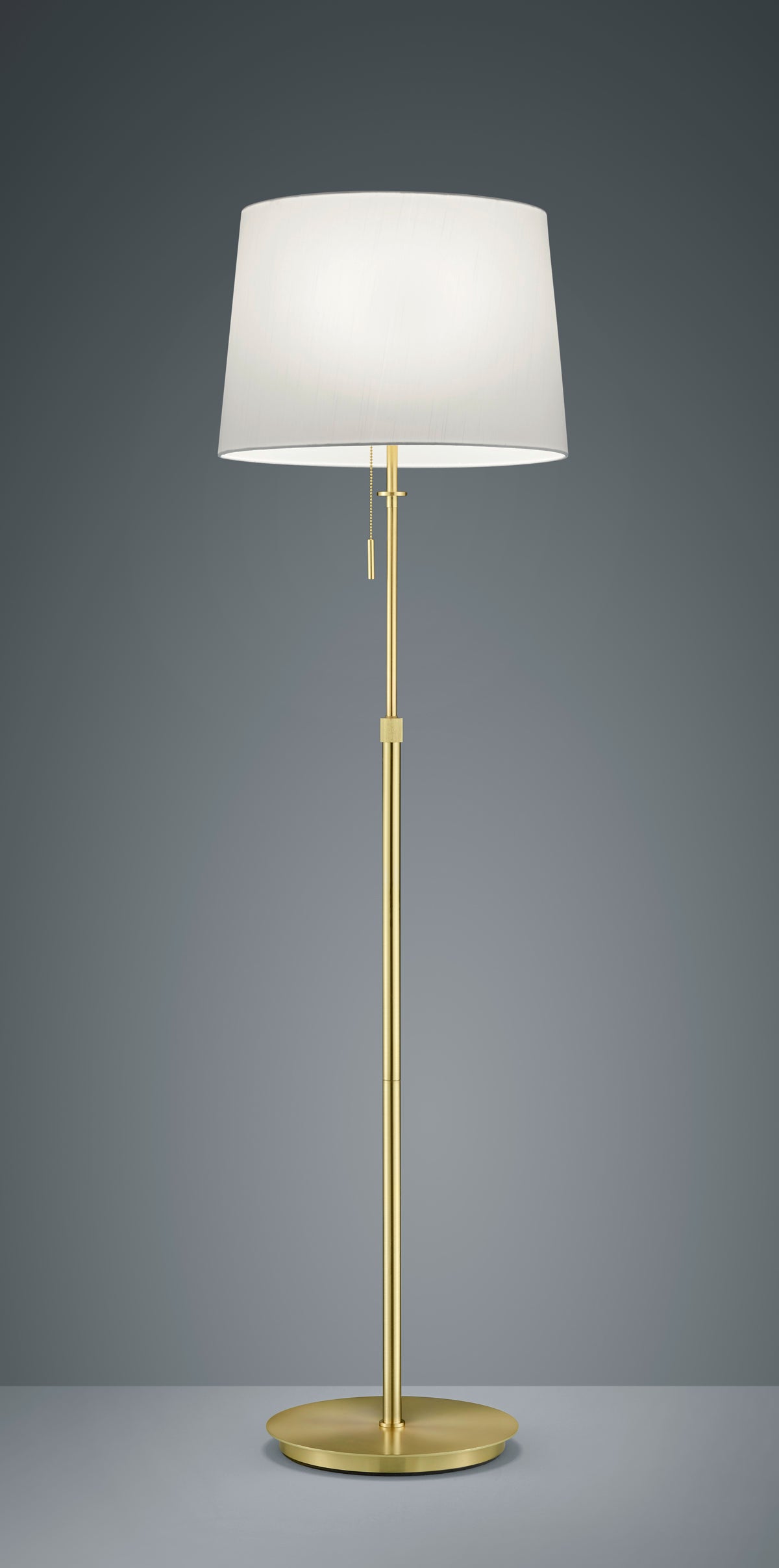 Lampada Piantana 3 Lampadine Ottone Paralume Bianco Regolabile Lyon GD Trio