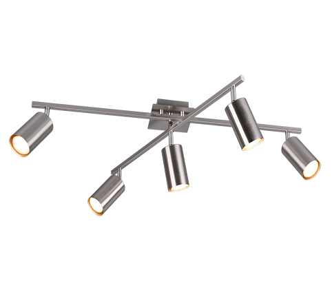 Plafoniera Soffitto 2 Barre Orientabili 5 Spots Faretti Acciaio Marley GD Trio