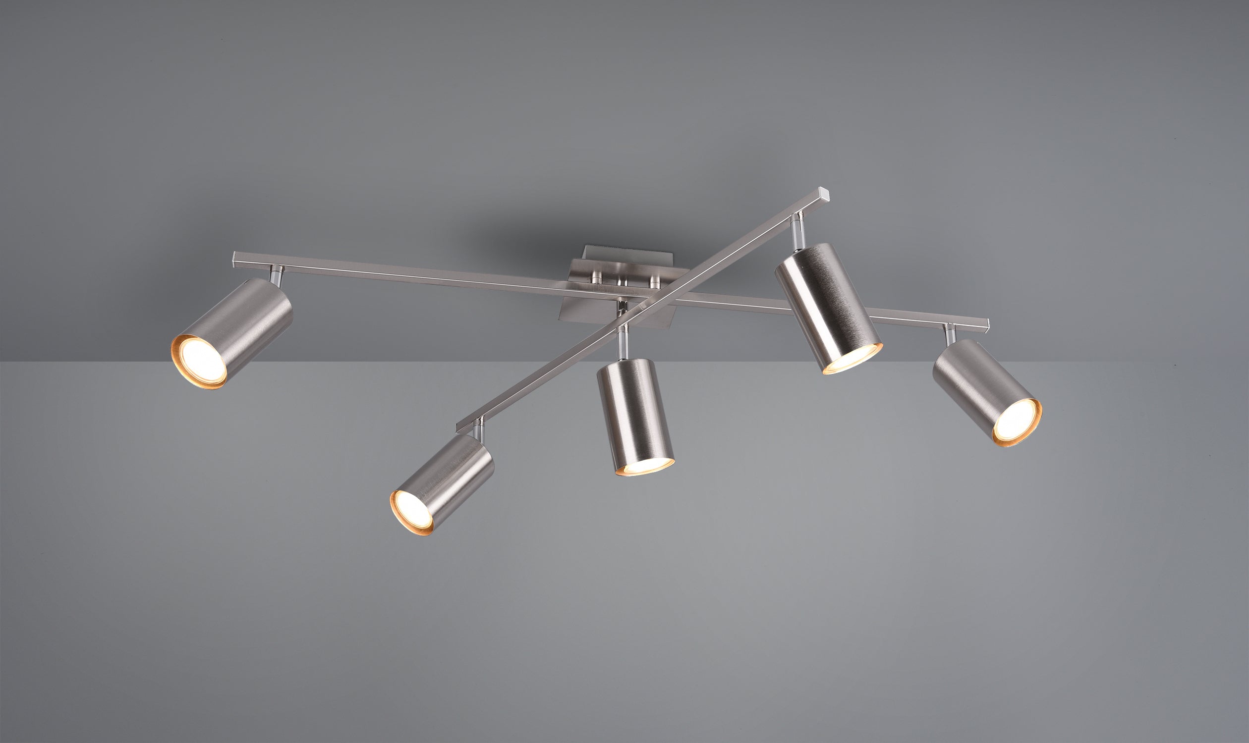 Plafoniera Soffitto 2 Barre Orientabili 5 Spots Faretti Acciaio Marley GD Trio