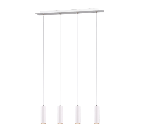 Lampada Sospensione Rettangolare 4 Cilindri Faretti Bianco Marley GD Trio