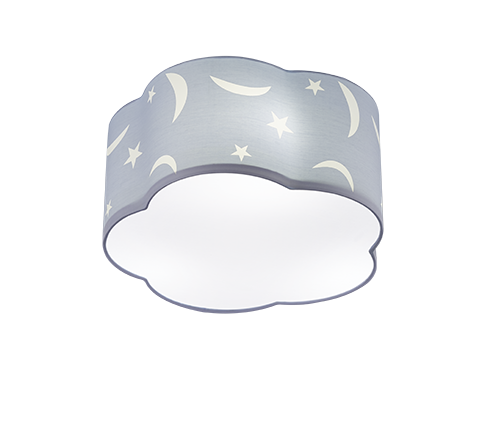 Plafoniera Soffitto Bambino Paralume Nuvola Lune e Stelle Azzurra Moony GD Trio