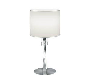 Lampada Tavolo Studio Led Paralume Bianco Asta Illuminata Acciaio Nandor GD Trio