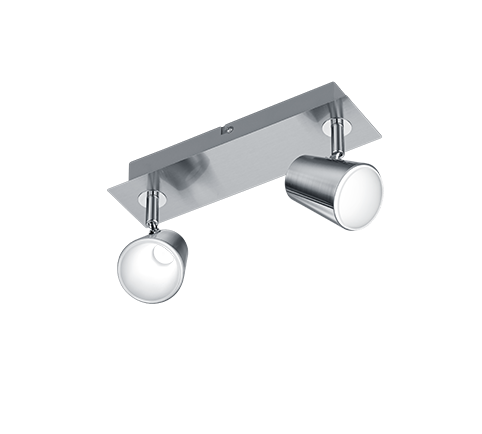 Faretti Led Parete Soffitto 2 Spots Diffusore Conico Acciaio Narcos GD Trio