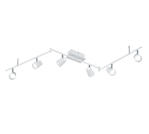 Faretti Led Parete Soffitto Barra 6 Spots Diffusore Conico Bianco Narcos GD Trio