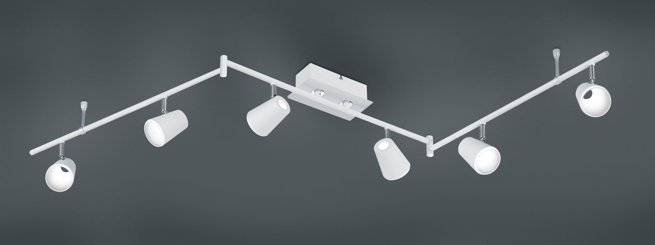 Faretti Led Parete Soffitto Barra 6 Spots Diffusore Conico Bianco Narcos GD Trio