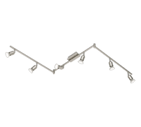 Lampada Soffitto Faretti Barra 6 Spot Led 3W GU10 Acciaio Nimes GD Trio