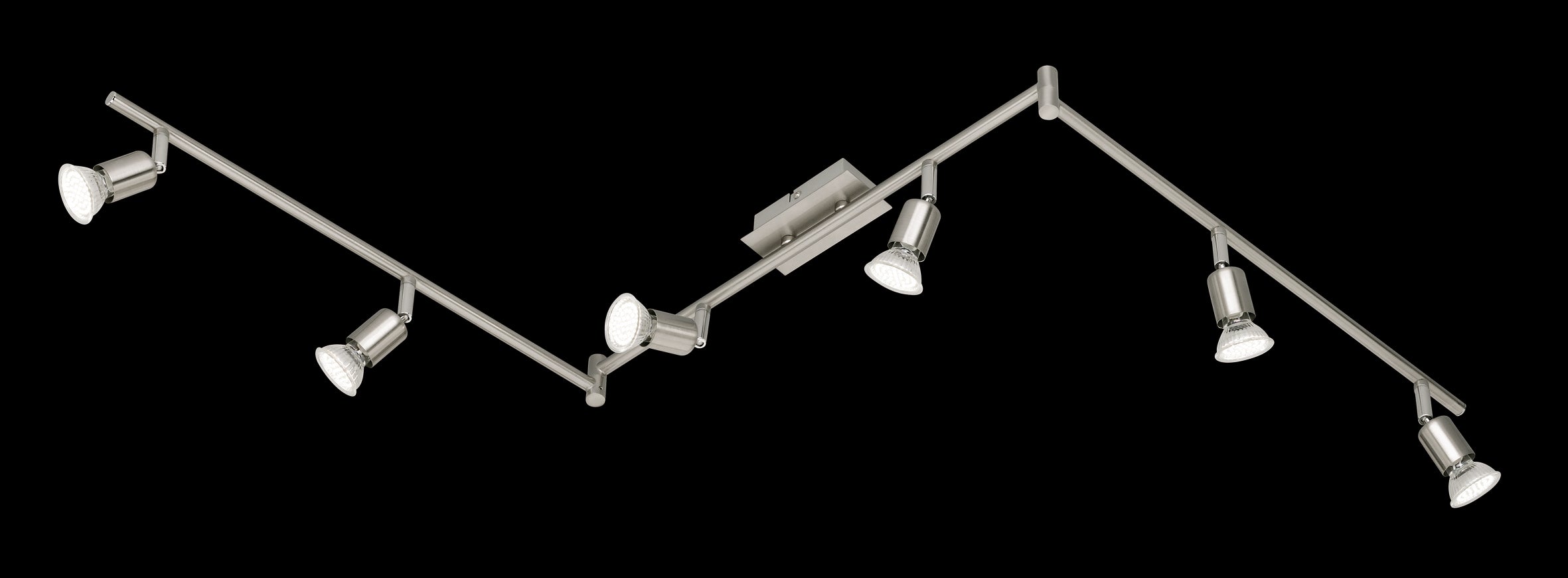 Lampada Soffitto Faretti Barra 6 Spot Led 3W GU10 Acciaio Nimes GD Trio