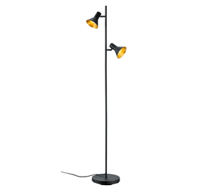 Lampada Piantana E14 18W 2 Diffusori Metallo nero Oro Nina GD Trio