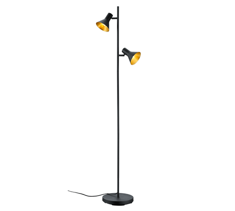 Lampada Piantana E14 18W 2 Diffusori Metallo nero Oro Nina GD Trio