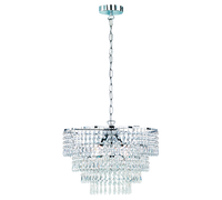 Lampada Sospensione Interno 3 Luci 40W Strass Cromo Orient GD Trio