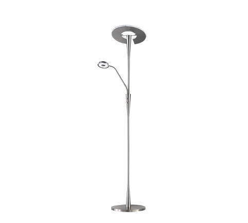 Lampada Piantana Led con Lampada Lettura Orientabile Acciaio Quebec GD Trio