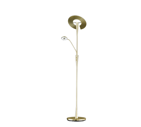 Lampada Piantana Led con Lampada Lettura Orientabile Ottone Quebec GD Trio