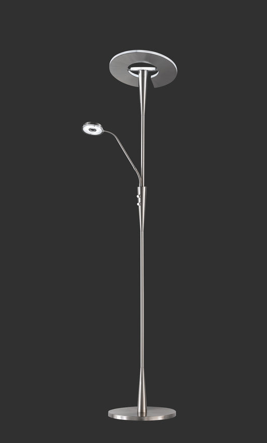 Lampada Piantana Led con Lampada Lettura Orientabile Acciaio Quebec GD Trio