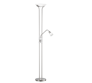 Lampada Piantana Led Terra Coppa Vetro 2 Luci Acciaio Santo II GD Trio