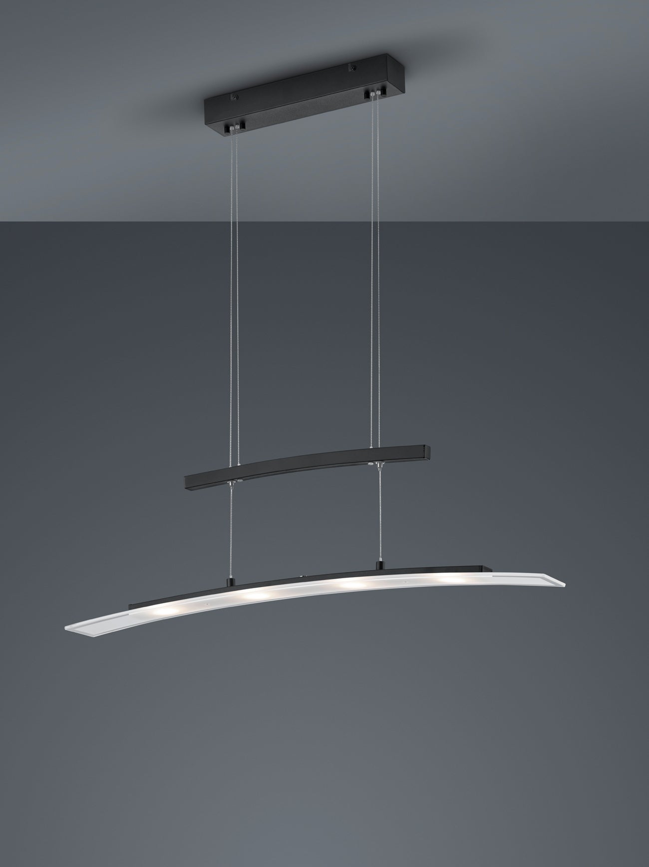 Lampada Sospensione Led Soffitto Interno 4 Luci Nero Samos GD Trio