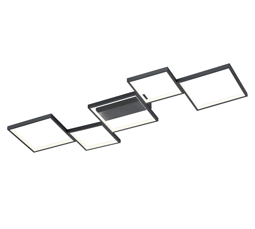 Plafoniera Led Interno 5 Quadrati Regola Intensita Nera Sorrento GD Trio