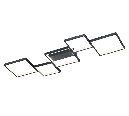 Plafoniera Led Interno 5 Quadrati Regola Intensita Nera Sorrento GD Trio