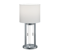 Lampada Tavolo Scrivania Led Acciaio Diffusore Tessuto Bianco Tandori GD Trio