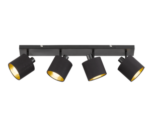 Barra 4 Spots Faretti Luci Led E14 Nero Oro Tommy GD Trio