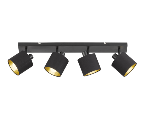 Barra 4 Spots Faretti Luci Led E14 Nero Oro Tommy GD Trio