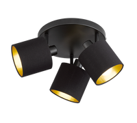 Plafoniera 3 Spots Luci Led Faretti 25 cm Nero Oro Tommy GD Trio