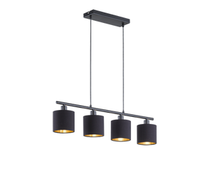 Lampada Sospensione Interno 76 cm 4 Luci Diffusori Nero Oro Tommy GD Trio