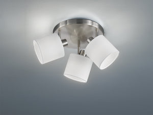 Plafoniera 3 Spots Luci Led Faretti 25 cm Acciaio Bianco Tommy GD Trio