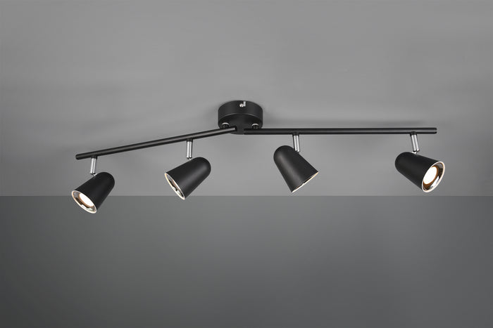 Faretti su Barra 4 Spots Led 3,5W 78 cm Nero Toulose GD Trio