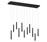 Lampada Sospensione Led Dimmer Rettangolare 11 Tubi Nera Tabular GD Trio