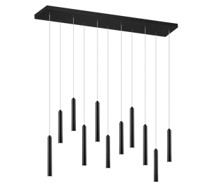 Lampada Sospensione Led Dimmer Rettangolare 11 Tubi Nera Tabular GD Trio