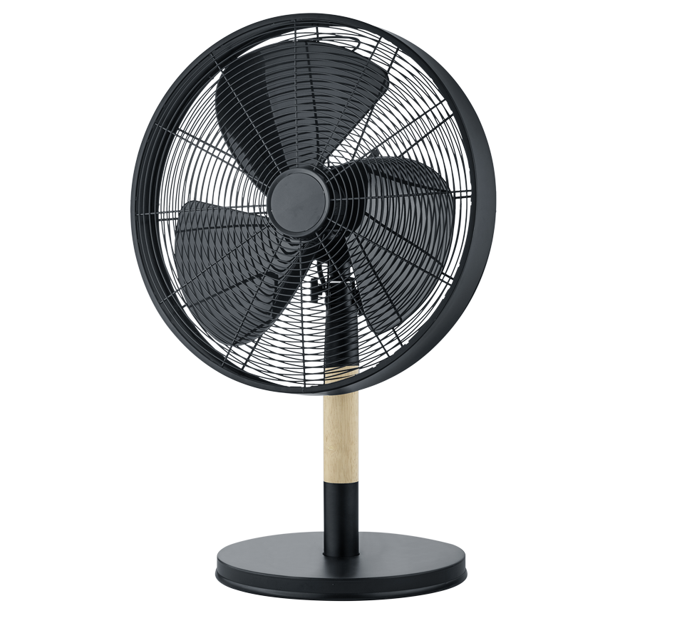 Ventilatore da Appoggio Nero e Legno Oscillante Elegante Viking GD Trio