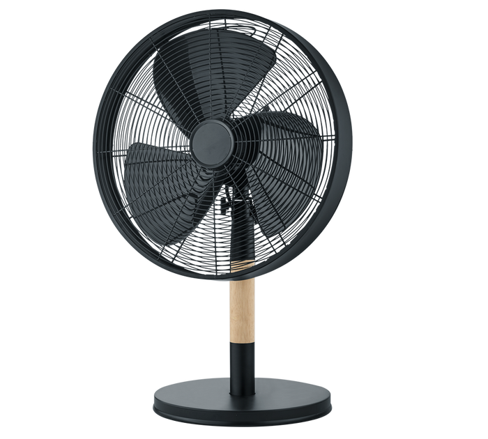 Ventilatore da Appoggio Nero e Legno Oscillante Elegante Viking GD Trio