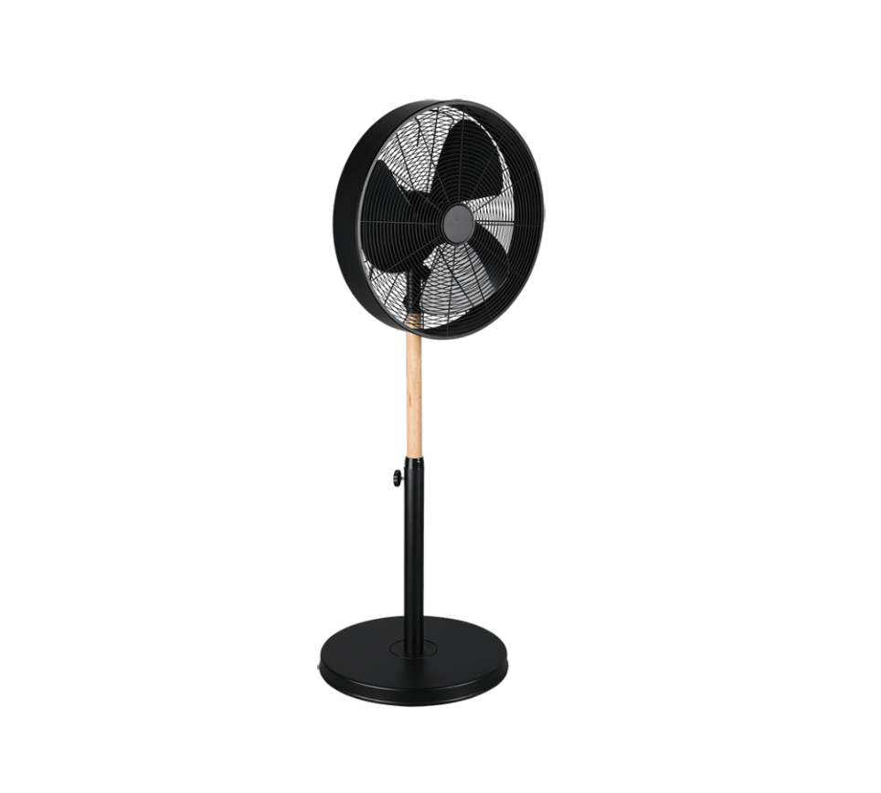 Ventilatore Pedana da Terra Nero e Legno Oscillante Elegante Viking GD Trio