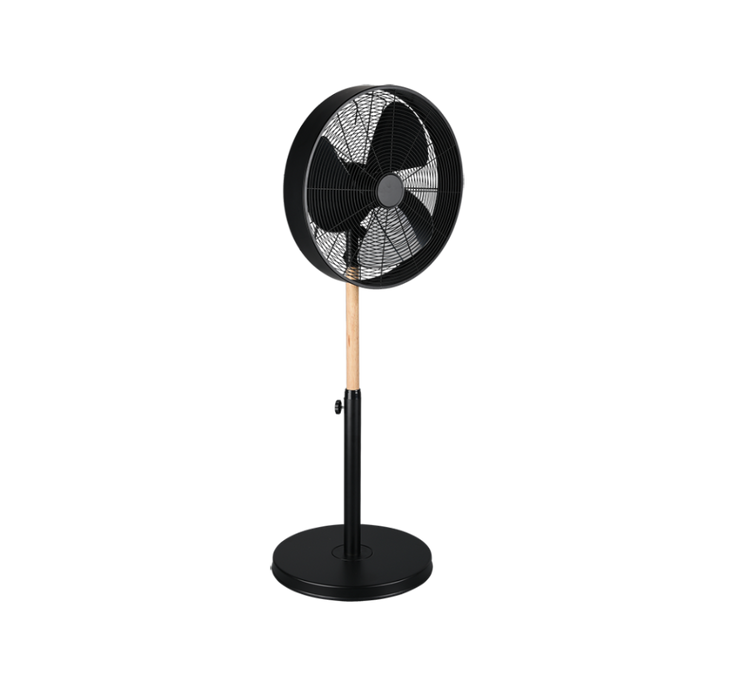 Ventilatore Pedana da Terra Nero e Legno Oscillante Elegante Viking GD Trio