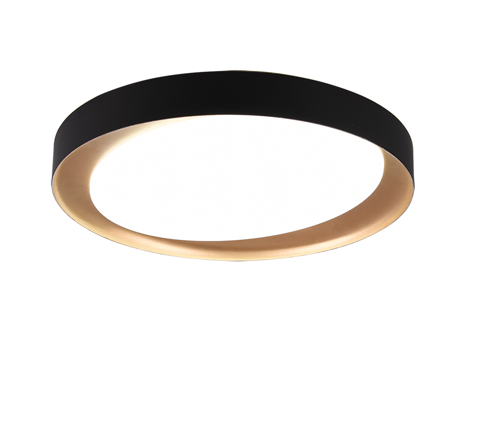 Plafoniera Led Soffitto Interna 24 W Diffusore Nero oro Zeta GD Trio