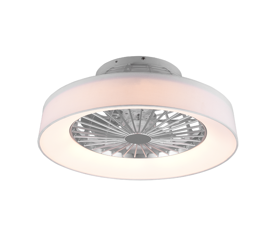 Ventilatore e Plafoniera Led Diffusore Satinato Tessuto Bianco Faresund GD Trio