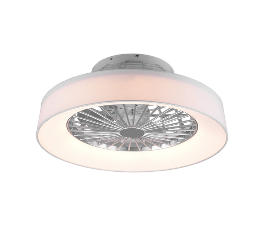 Ventilatore e Plafoniera Led Diffusore Satinato Tessuto Bianco Faresund GD Trio