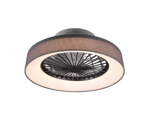 Ventilatore e Plafoniera Led Diffusore Satinato Tessuto Grigio Faresund GD Trio