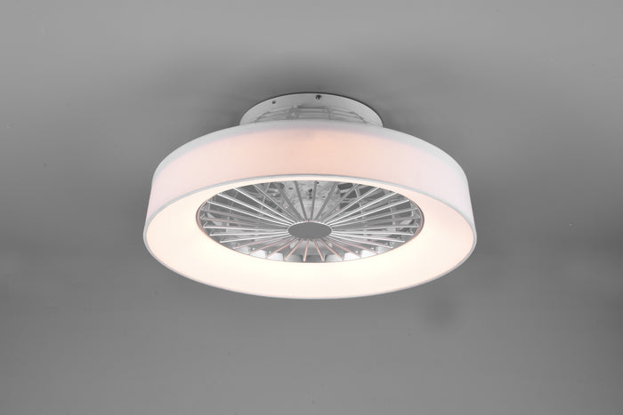 Ventilatore e Plafoniera Led Diffusore Satinato Tessuto Bianco Faresund GD Trio