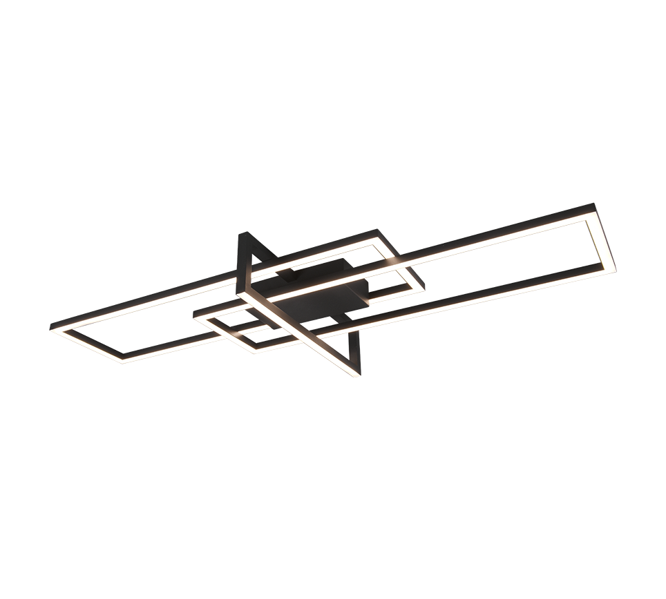 Plafoniera Soffitto Led Moderna Triplo Rettangolo Dimmer Nero Salinas GD Trio