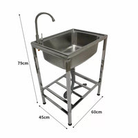 Lavandino da Campeggio Portatile 60x45x79 cm in Acciaio Inox