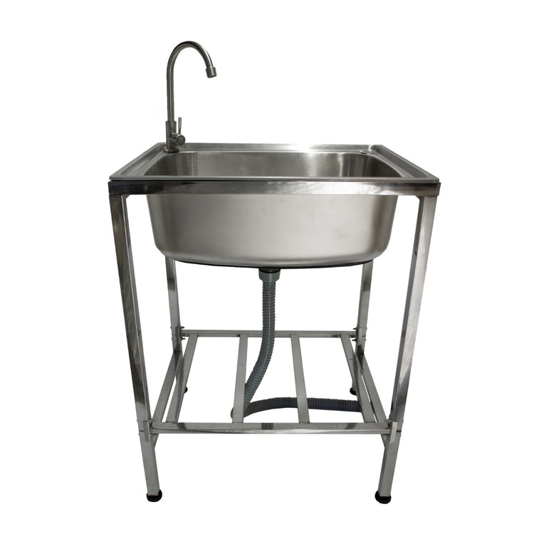 Lavello da Campeggio con Rubinetto per L'Acqua Portatile Lavabo in Acciaio Inox Lavandino per Glamping con Attacco per