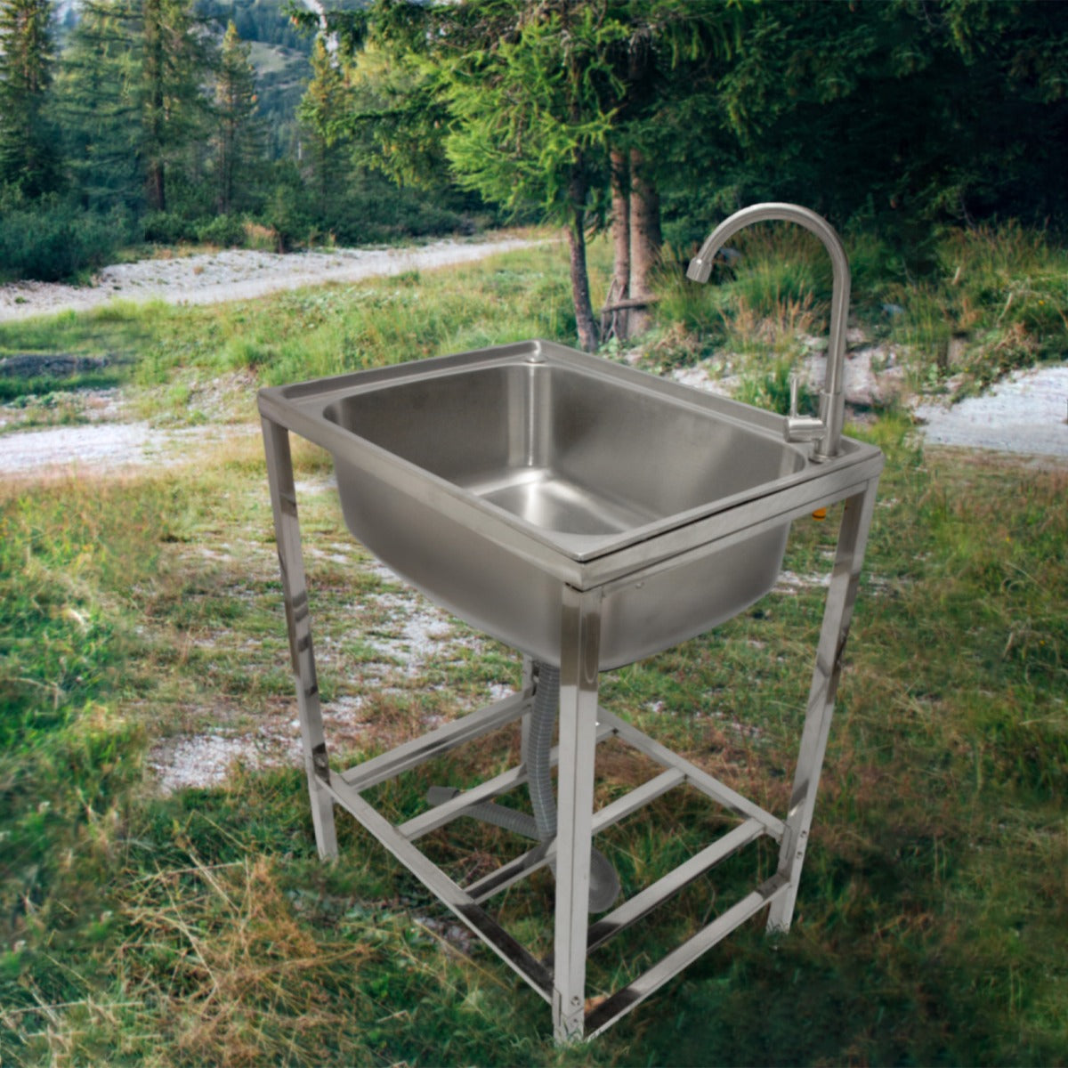 Lavello da Campeggio con Rubinetto per L'Acqua Portatile Lavabo in Acciaio Inox Lavandino per Glamping con Attacco per