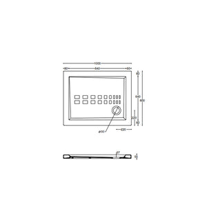 Piatto doccia rettangolare Althea Ito cm 80x100 ceramica bianca foro diametro cm 8,5 spessore cm 5,5