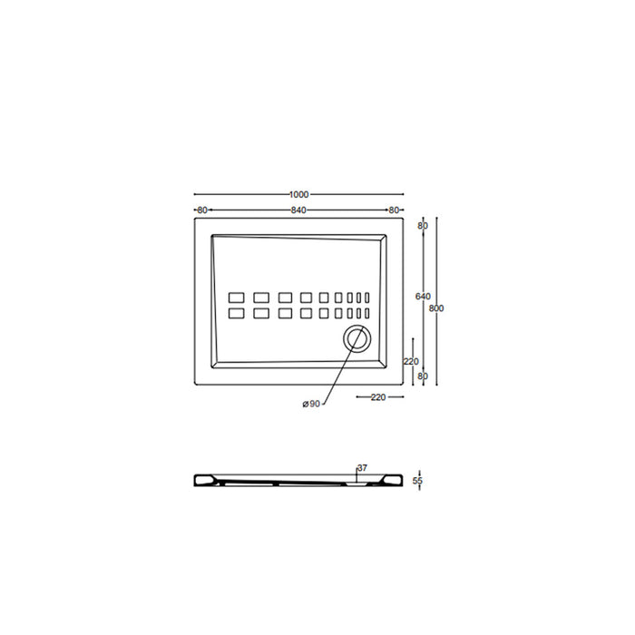 Piatto doccia rettangolare Althea Ito cm 80x100 ceramica bianca foro diametro cm 8,5 spessore cm 5,5