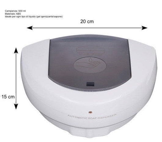 Dispenser erogatore automatico per sapone liquidi igenizzante a muro con sensore fotocellula