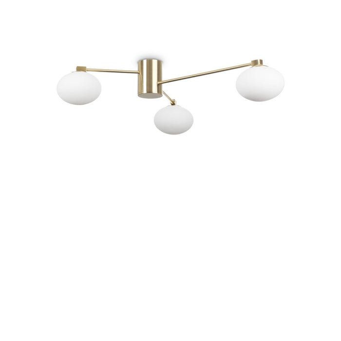 Plafoniera Contemporanea Hermes Metallo Ottone 3 Luci G9 3W 3000K Luce Calda